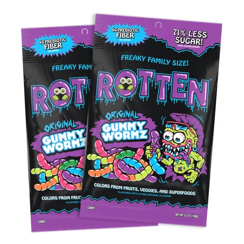 Miniatura 14 de Rotten Original Gummy Cruncheez - Bajo en azúcar, bajas calorías, 5g de fibra prebiótica amigable para el intestino, dulce sin gluten, sin