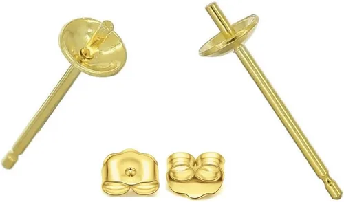 Miniatura 11 de Adabele - 20 pendientes de tuerca de plata de ley auténtica, 0.028 in, pin de 0.118 in (0.12 pulgadas), pegamento pequeño en copa de perla, 20