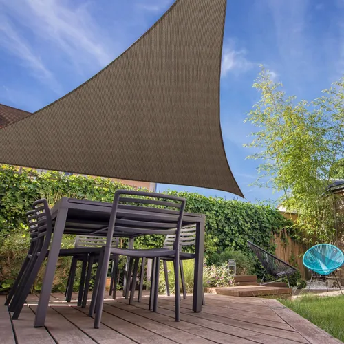 Miniatura 7 de E&K Sunrise 2 x 2 x 2 pies Toldo de sol triangular, toldo de sombra con bloqueo de rayos UV para patio, jardín y exterior (marrón)