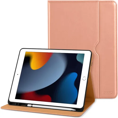 Miniatura 44 de DTTO para iPad de 9ª/8ª/7ª generación de 10.2 pulgadas 2021/2020/2019, funda tipo cartera de negocios de cuero premium con soporte para Apple Pencil