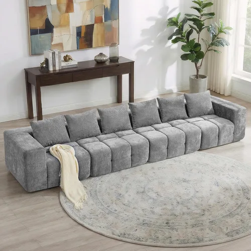 Miniatura 18 de Sofá biplaza modular sin huesos de 78.7 pulgadas, sofá de nube copetudo con asiento profundo, sofá de felpilla para sala de estar, sofá comprimido