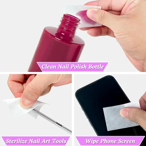Miniatura 7 de Eyxformula 1000 toallitas de uñas sin pelusas, almohadillas quitadoras de esmalte de gel, almohadillas de algodón absorbentes para rutina
