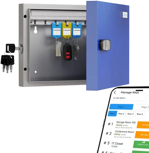 Miniatura 13 de WeHere Caja de bloqueo inteligente de 72 teclas para montaje en pared, gabinete de llaves comercial con aplicación, teclado, Bluetooth y desbloqueo