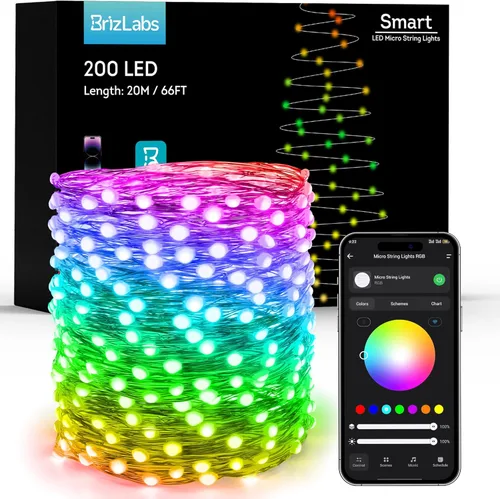 Miniatura 10 de BrizLabs Guirnalda de luces de hadas de 33 pies, 100 luces LED rojas, blancas y azules con temporizador remoto, USB 4 de julio, luz estrellada, 100