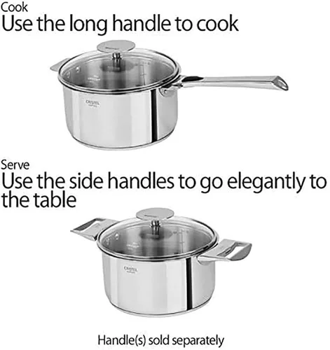 Miniatura 2 de Cristel Strate L - Sautepan de acero inoxidable con tapa de vidrio, 3.5 cuartos de galón