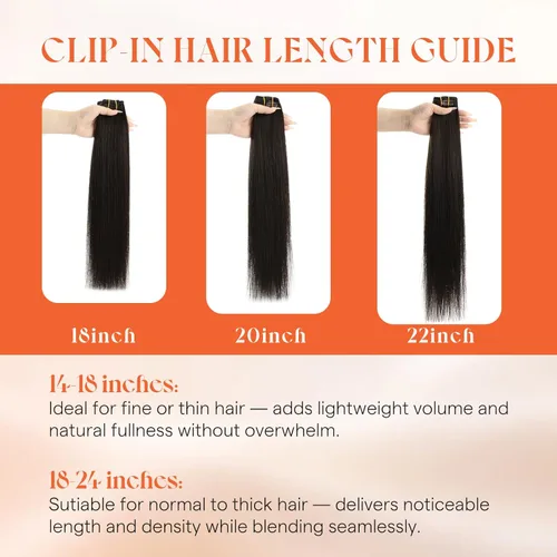 Miniatura 3 de Sunny Hair - Extensiones de clip de cabello humano lacio - color negro (Off Black) - 24 pulgadas, 7 unidades, 4.23 onzas