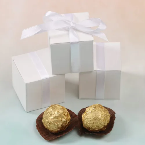 Miniatura 4 de COTOPHER 100 cajas de regalo pequeñas, cajas de regalo de 2 x 2 x 2 pulgadas, cajas de regalo de papel con cintas, caja de dulces para recuerdos