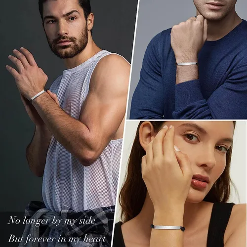 Miniatura 9 de Pulsera de urna personalizada para cenizas, recuerdos de joyería de cremación para mujeres y hombres, pulsera ajustable de cuerda tejida hecha a