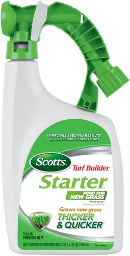 Scotts Turf Builder - Alimento de inicio para césped nuevo listo para rociar, uso en césped recién sembrado o después de instalar césped, para todo