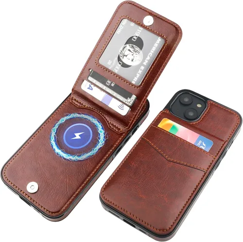 Miniatura 22 de KIHUWEY Compatible con iPhone 14 Funda Cartera con Soporte para Tarjeta de Crédito, Tapa de Cuero Premium con Cierre Magnético Soporte Funda