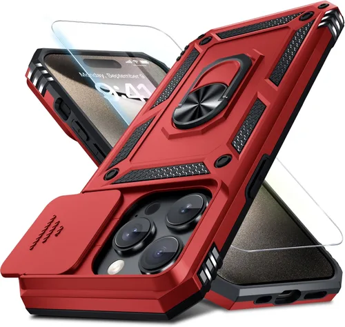 Miniatura 18 de Janmitta - Funda para iPhone 14 Pro con cubierta deslizante para lente de cámara incorporada + protector de pantalla, funda de cuerpo completo
