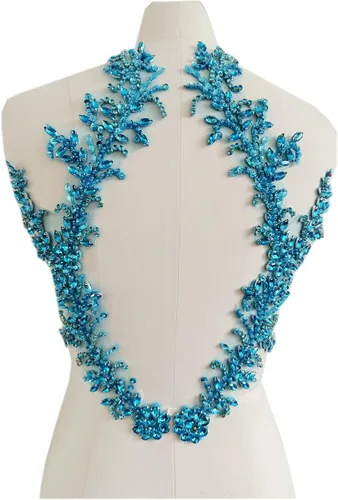 Miniatura 14 de Parches de encaje de piedras brillantes hechos a mano para coser a mano con cuentas y apliques para vestidos, accesorios DIY (AB claro)