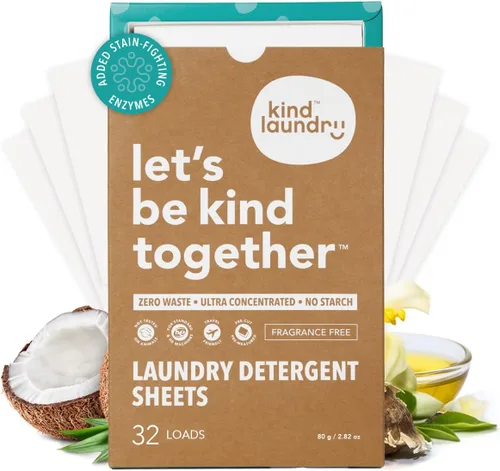 Miniatura 13 de Hojas de detergente KIND LAUNDRY con enzimas que combaten las manchas - Jabón ecológico para lavandería a base de plantas - Detergente