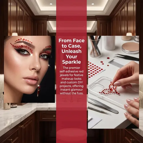 Miniatura 4 de 2102 gemas faciales adhesivas para el cabello, joyas autoadhesivas para el cabello, calcomanías brillantes para cabello, uñas, maquillaje, ropa, Rojo