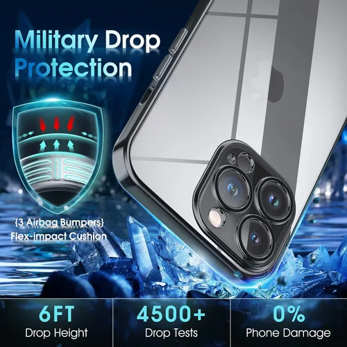 Miniatura 5 de Supdeal Funda transparente para iPhone 13 Pro, no amarillea, protección de cámara, probada en caídas de grado militar, transparente, a prueba