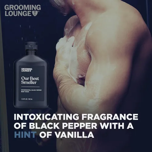 Miniatura 6 de Grooming Lounge Our Best Smeller Body Wash - Exfoliante de ducha hidratante y aclarante de viaje, fragancia fresca, clásica, suave de acai, aloe