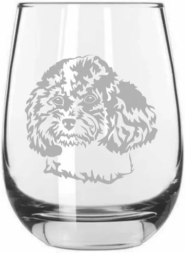 Miniatura 54 de Sakhalin Husky Dog - Copa de vino grabada personalizada de 15.25 onzas sin tallo