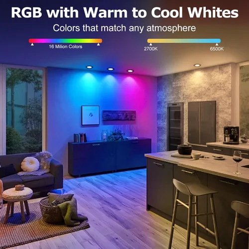 Miniatura 4 de LightingWill Iluminación LED empotrada de 2 pulgadas, Downlight LED inteligente WiFi, luz de techo de 5W compatible con Alexa/Google Assistant, RGB