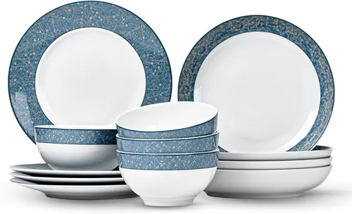 Miniatura 7 de Minh Long - Juego de vajilla de porcelana de 6 piezas, resistente a los platos, cuencos, astillamientos y arañazos, apto para horno hasta 482°F,