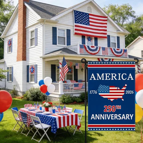 Miniatura 2 de Bandera de jardín con el 250 aniversario de Estados Unidos, bandera de Estados Unidos del 250 aniversario, bandera patriótica de 250 años, letrero