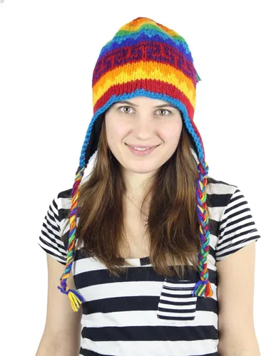 Miniatura 3 de KayJayStyles Rainbow Nepal - Gorro de lana para esquí, diseño de arcoíris