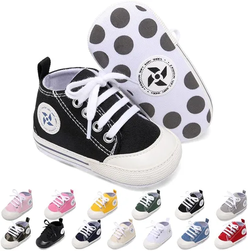 Zapatos deportivos de lona para bebés y niñas con diseño de estrellas, suela antideslizante suave para recién nacidos, primeros caminantes