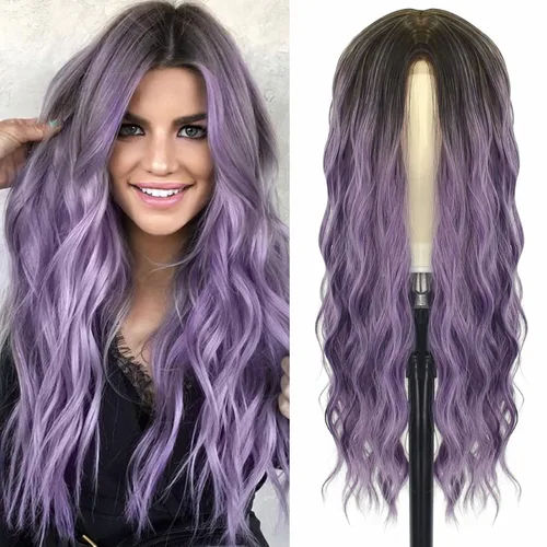 Miniatura 30 de Peluca larga rubia 613 para cosplay, peluca sintética de 28 pulgadas, parte media, regalos realistas, pelucas de fiesta para mujeres, uso diario