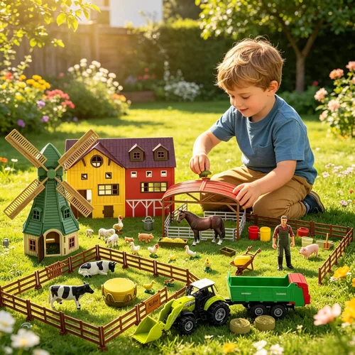 Miniatura 4 de Peagprav Figuras de Animales de Granja Juguetes - Set de Juguetes de 140 Piezas Juguete de Granero Caballo Establo Tractor Remolque Molino de Viento