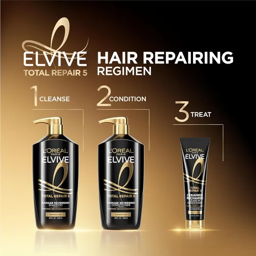 Miniatura 9 de L'Oreal Paris Elvive Total Repair 5 Champú Reparador para Cabello Dañado Champú con Proteína y Ceramida para Cabello Fuerte Sedoso Brillante