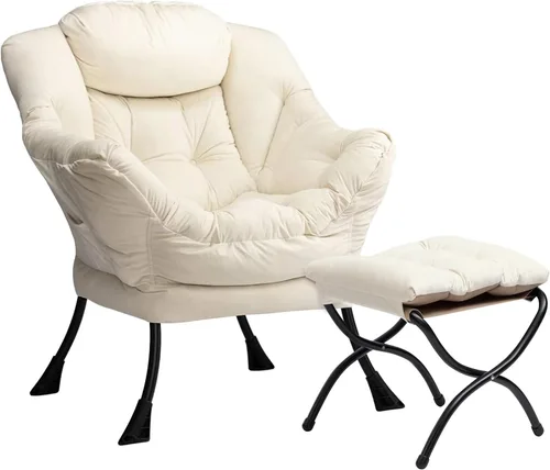 Miniatura 45 de HollyHOME - Silla perezosa con reposabrazos y bolsillo lateral, cómoda silla de sala de acento, sofá de ocio para sala de estar, recámara