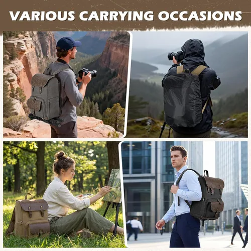 Miniatura 8 de RAINSMORE Bolsa profesional para cámara DSLR/SLR sin espejo, impermeable, 15.6 pulgadas, mochila de fotografía para laptop con acceso lateral, Negro