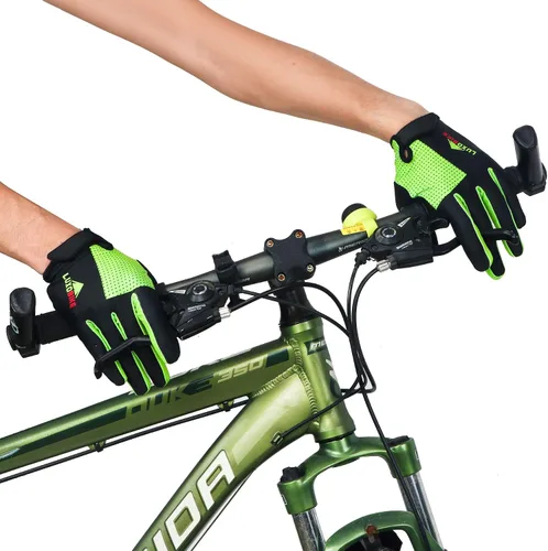 Miniatura 7 de LuxoBike Guantes de ciclismo para mujer, ligeros, transpirables, absorben los golpes, con pantalla táctil, guantes deportivos para hombre