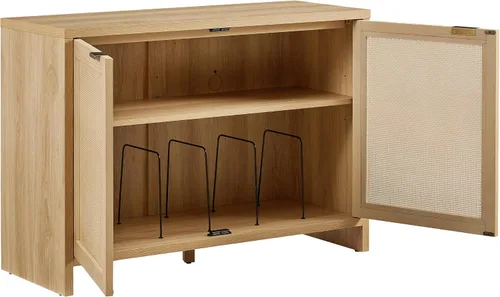 Miniatura 5 de Crosley Furniture Kenji - Armario para tocadiscos con almacenamiento de vinilo, soporte multimedia, organizador moderno para el hogar