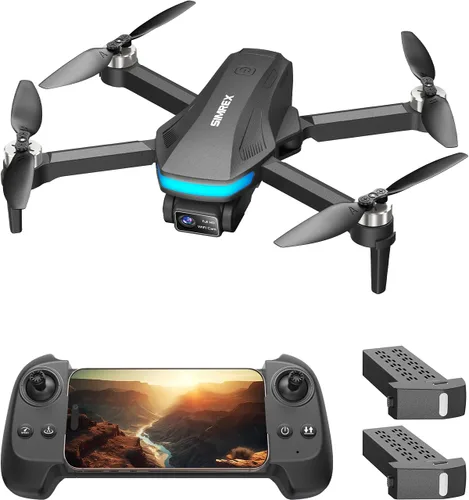 SIMREX Dron GPS con cámara para adultos 4K, drones de motor sin escobillas para principiantes, WiFi FPV 5G plegable, retorno automático, flujo Negro
