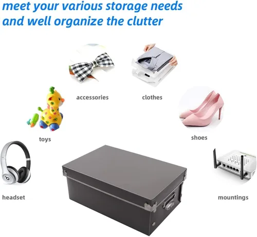 Miniatura 5 de XUCHUN Cajas de almacenamiento plegables de plástico con tapas, organizador decorativo para ropa, zapatos, oficina y recuerdos, diseño de anidación