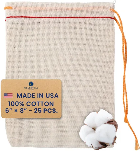 Miniatura 10 de Celestial Gifts Bolsas de muselina con cordón, 100 piezas, 6 x 8 pulgadas, bolsas grandes con cordón a granel – para zapatos, piezas, regalos