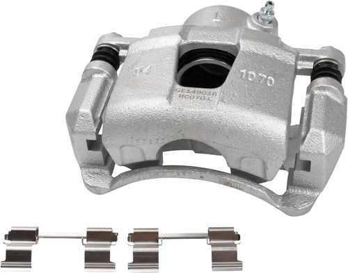 Miniatura 9 de TRQ Kit de pastillas de freno delantero y rotor, pinza de freno, manguera de freno, rotor de freno, semimetálico, revestimiento G, compatible