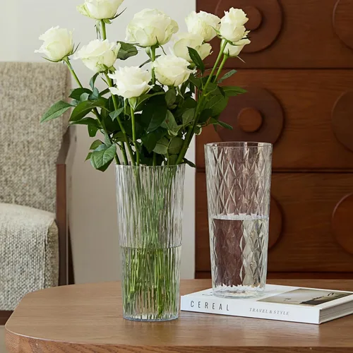 Miniatura 7 de 2 floreros de plástico transparente, 10.2 pulgadas de acrílico para ramo de rosas para decoración del hogar, centros de mesa, boda, cumpleaños