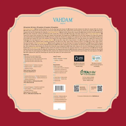 Miniatura 10 de VAHDAM, Paquete surtido de té Chai (6 deliciosos sabores, 36 bolsas de té piramidales ecológicas) con cafeína, sin gluten, sin OMG, mezclas de té
