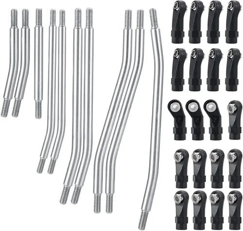RCHUBAM - Kit de extremo de varilla de enlace de acero inoxidable de 12.323 in distancia entre ejes para 1/10 Axial TRX TRX4 RC Crawler Car