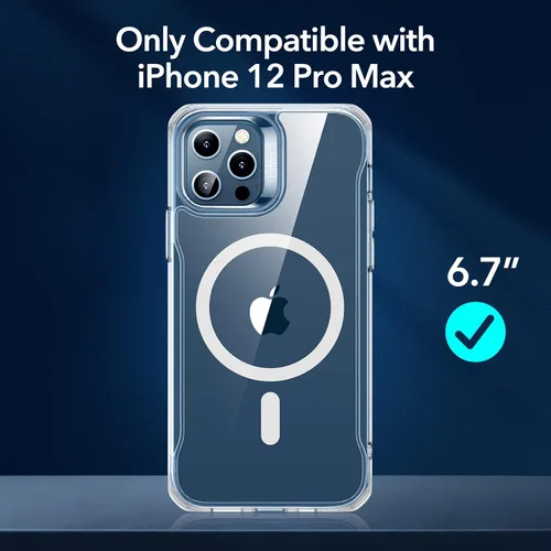Miniatura 2 de ESR para iPhone 12 Pro Max Funda, Funda de Teléfono Magsafe Compatible con iPhone 12 Pro Max con Carga Inalámbrica Magnética HaloLock, Parte Trasera