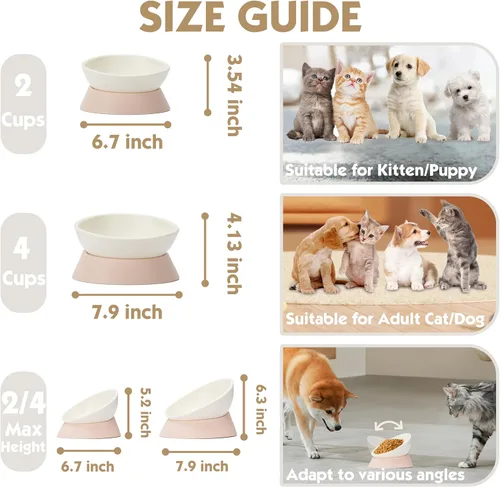 Miniatura 3 de Cuenco de Comida para Bulldog Francés - Cuenco Inclinado para Comida y Agua de Pug, Cuenco para Gatos - Comedero para Frenchie/Shih Tzu/Perros rosa