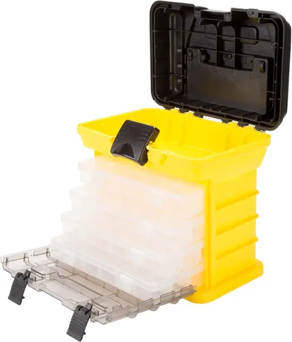 Caja de herramientas Stalwart línea que cuenta con estantes, para piezas y artesanías, con 4 organizadores Amarillo