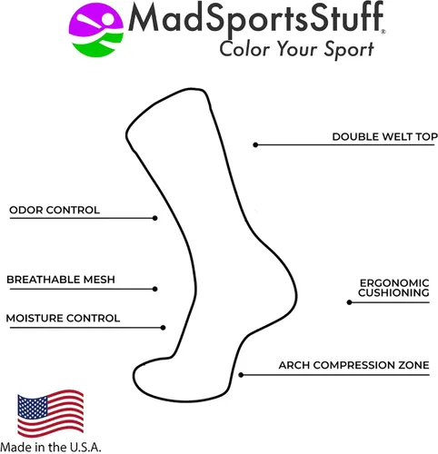 Miniatura 4 de Calcetines de baloncesto para niños, niñas, hombres, mujeres, calcetines atléticos, tallas para jóvenes y adultos, fabricados en los Estados Unidos
