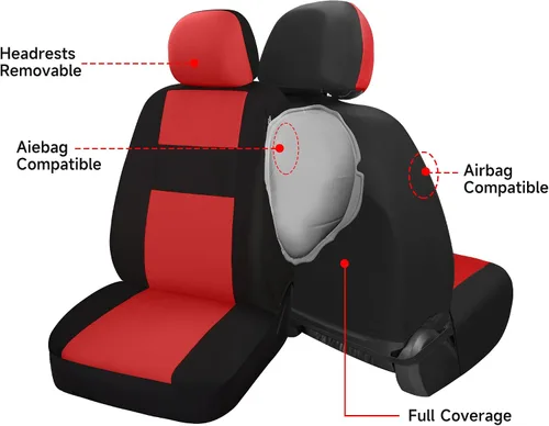 Miniatura 5 de VarCozy Fundas de Asientos de Automóvil Juego Completo, Fundas de Asientos de Banco Dividido Delantero y Trasero de Tela Transpirable