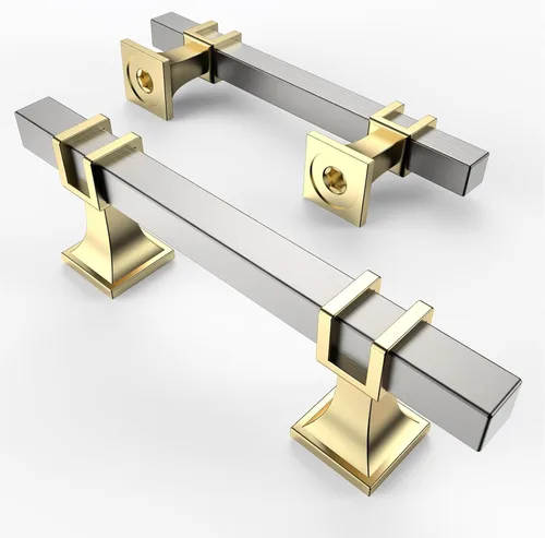 Miniatura 7 de Asidrama - Paquete de 10 manijas para alacena de 3 pulgadas (76mm) de color negro mate y dorado, tiradores para gabinete, accesorios para gabinete