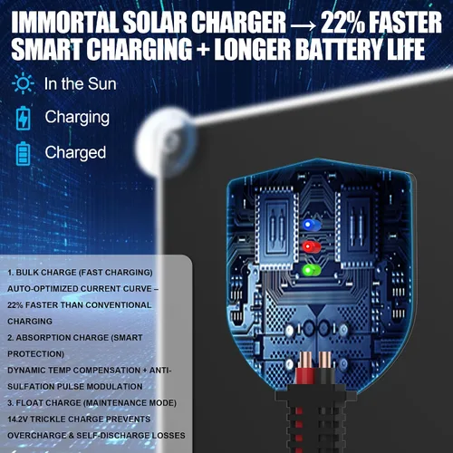 Miniatura 11 de OYMSAE Cargador de batería de coche de panel solar de 20 W 12 V, portátil, impermeable, cargador de batería y mantenedor para automóvil, barco