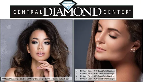 Miniatura 4 de Central Diamond Center CVD Lab-grown Diamond Earrings 14K solid Gold from 0.20ct to 2.00ct G-H VS-SI
