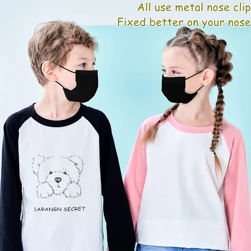 Miniatura 2 de Mascarillas Faciales Desechables para Niños Paquete de 50 Edades 5-12 Filtro Mascarillas Faciales de Seguridad de 3 Capas para Niños Uso Diario.