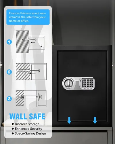 Miniatura 8 de Caja Fuerte Grande para Oficina en Casa con Alimentación USB-C, Alarma y Cerradura Digital - Gabinete Caja Fuerte de Seguridad de 3.0 Pies Cúbicos